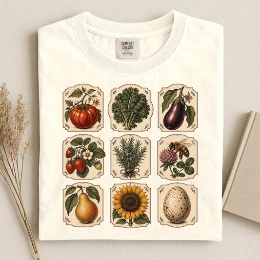 Botanical garden illustration grid Comfort Colors 1717 tee shirt T Shirt