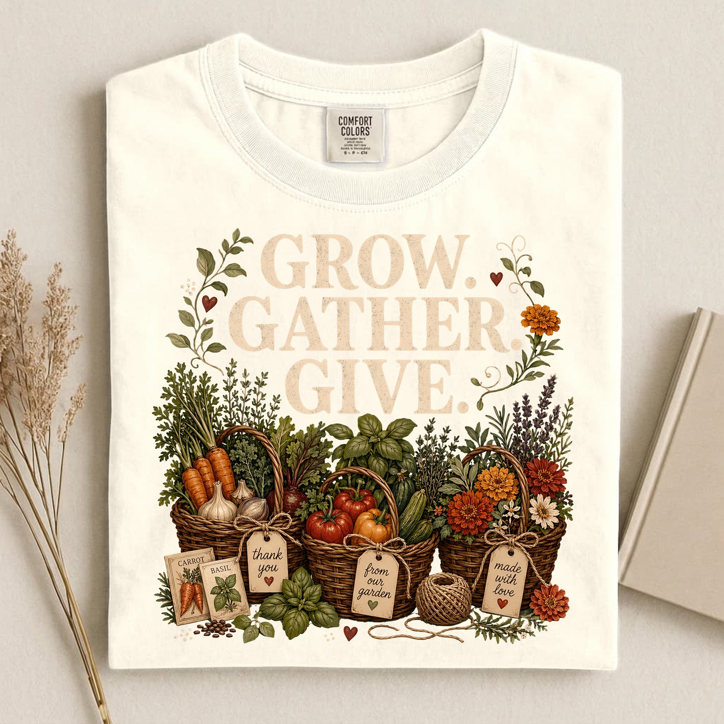 Grow Gather Give Comfort Colors 1717 tee shirt