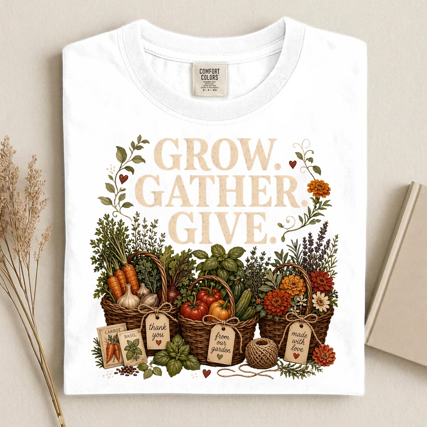 Grow Gather Give Comfort Colors 1717 tee shirt