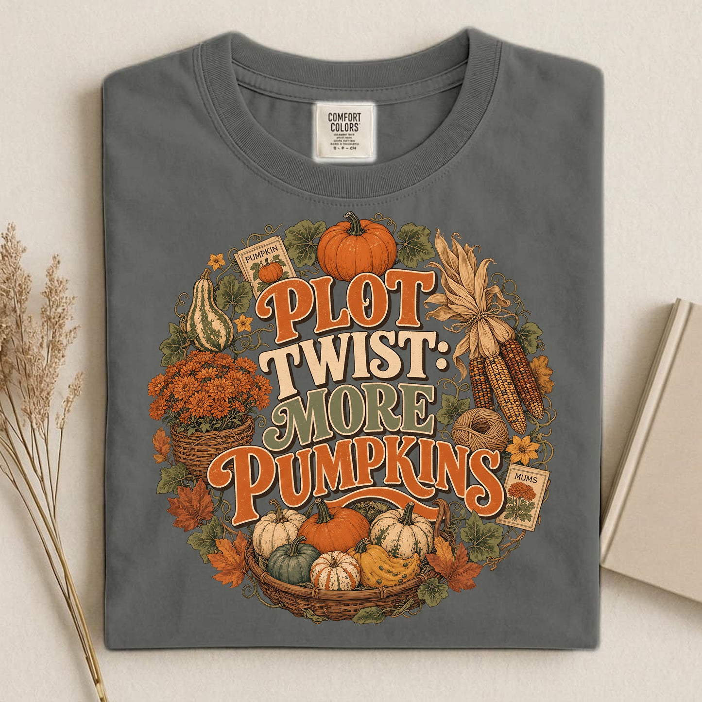 Plot Twist More Pumpkins Comfort Colors 1717 tee shirt