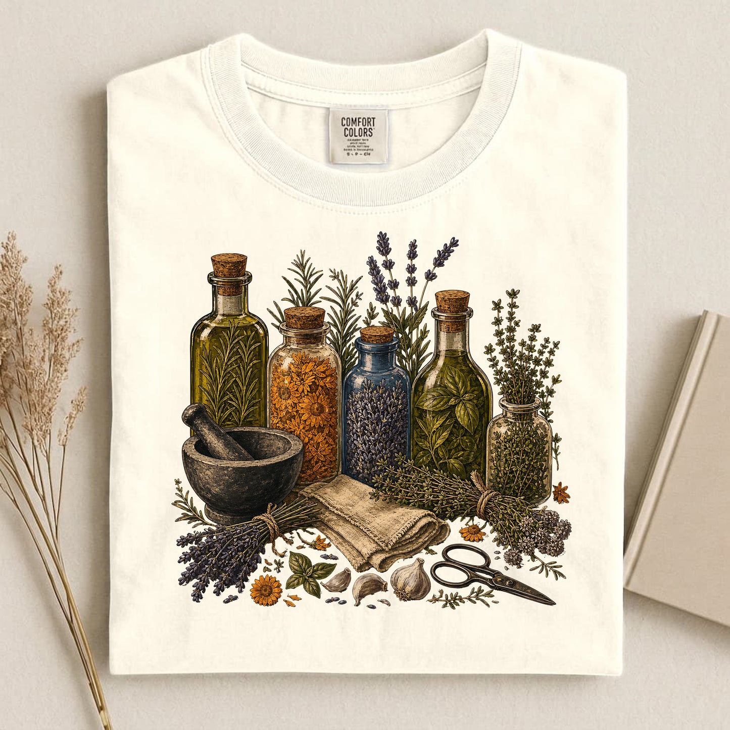 Herbal oils/tinctures illustration Comfort Colors 1717 tee shirt