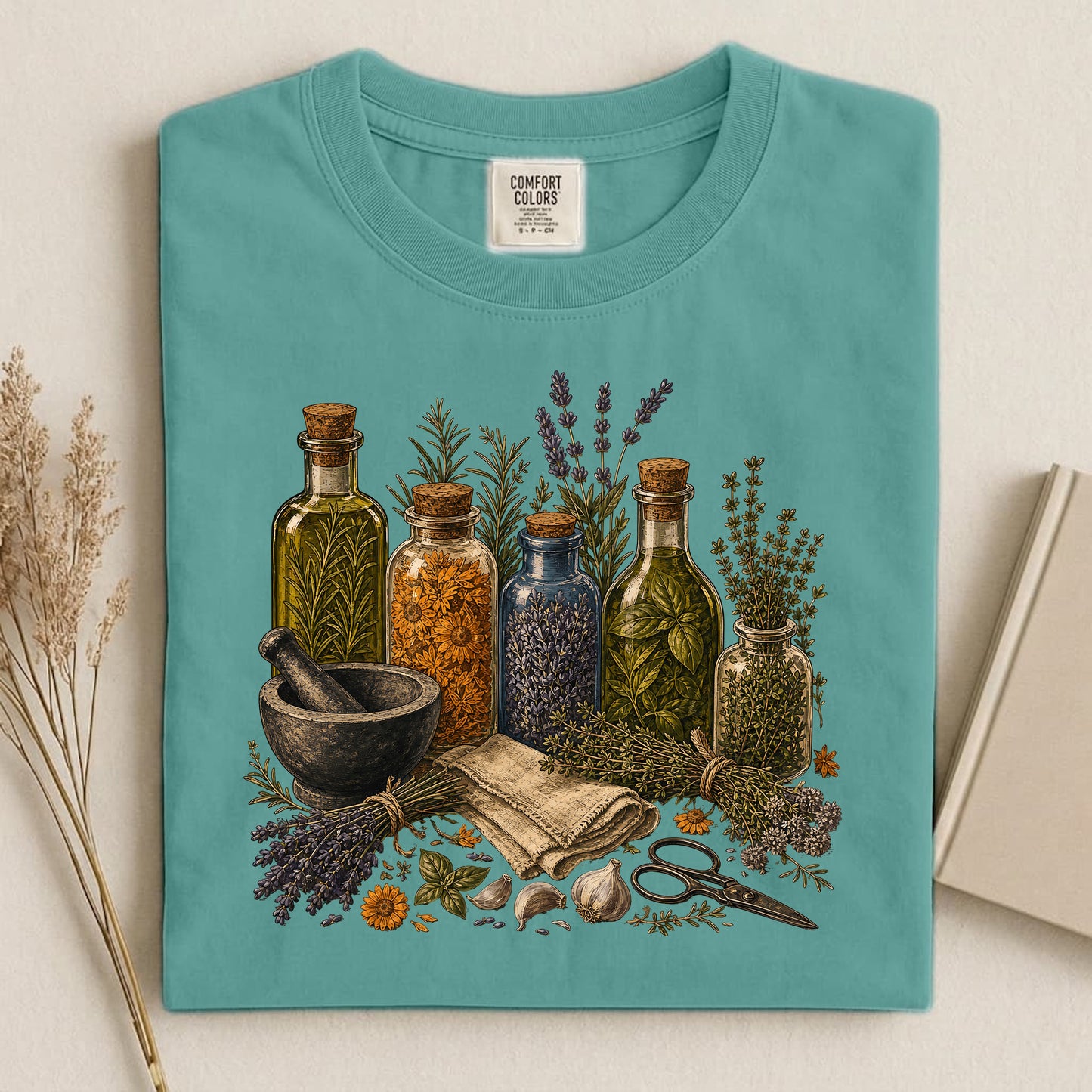 Herbal oils/tinctures illustration Comfort Colors 1717 tee shirt