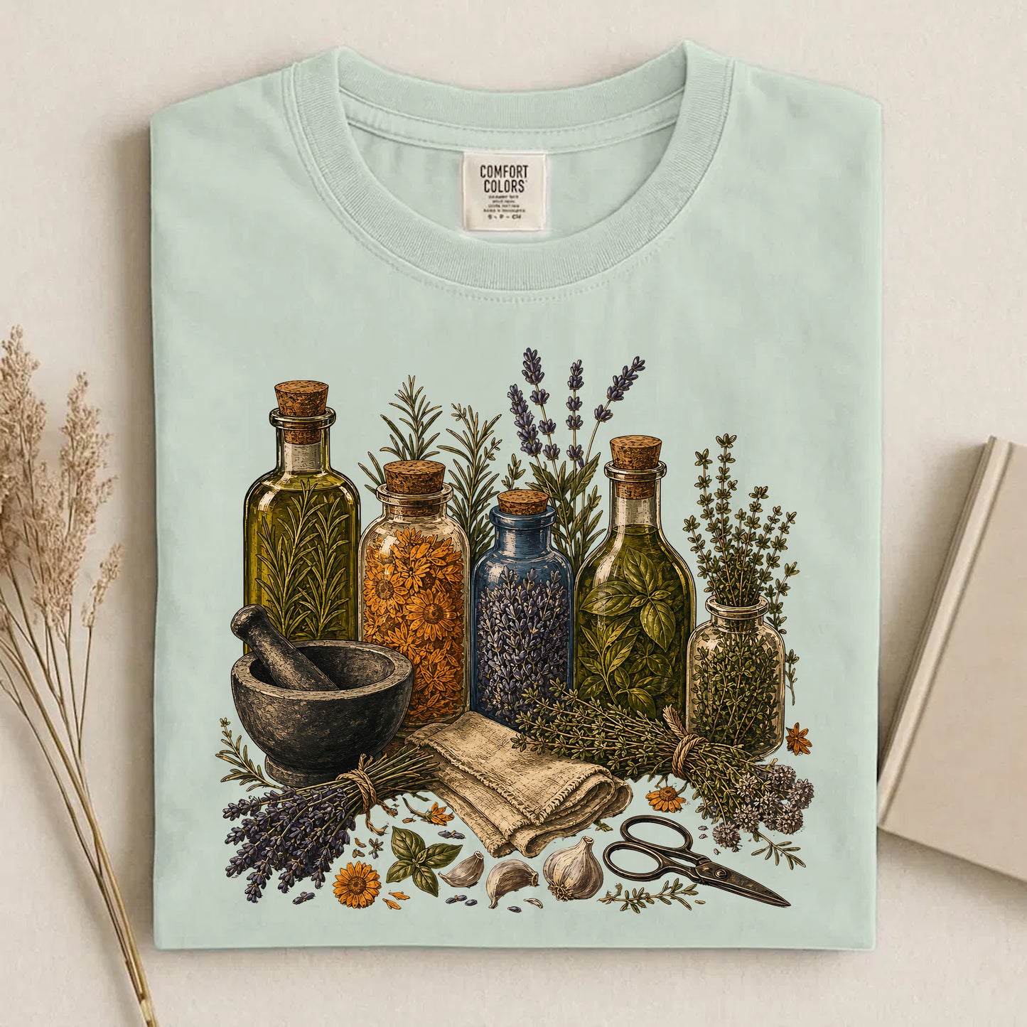 Herbal oils/tinctures illustration Comfort Colors 1717 tee shirt