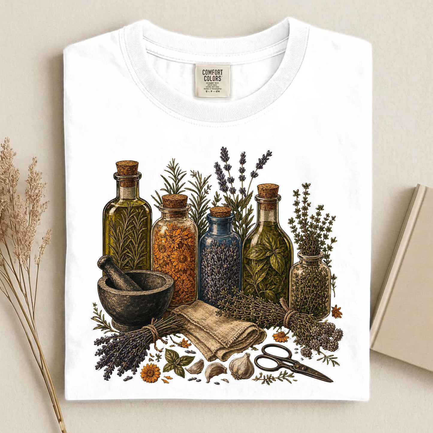 Herbal oils/tinctures illustration Comfort Colors 1717 tee shirt