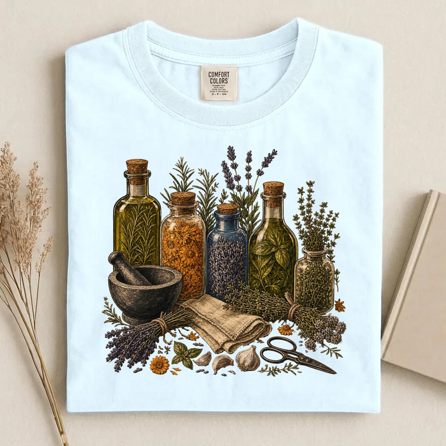 Herbal oils/tinctures illustration Comfort Colors 1717 tee shirt