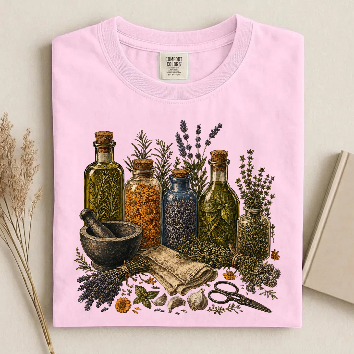 Herbal oils/tinctures illustration Comfort Colors 1717 tee shirt