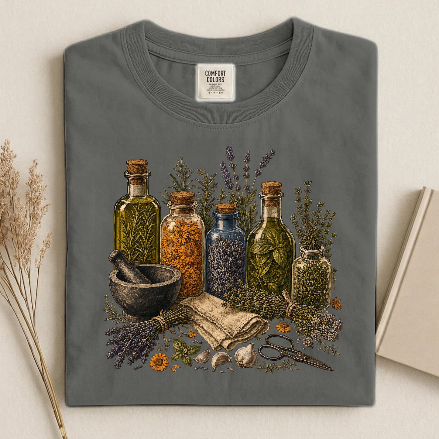 Herbal oils/tinctures illustration Comfort Colors 1717 tee shirt