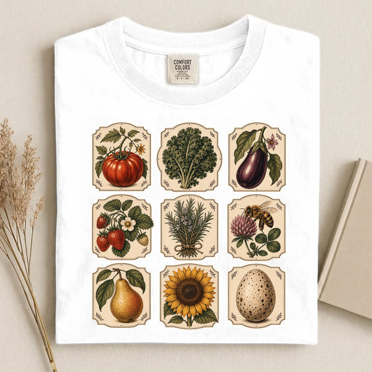 Botanical garden illustration grid Comfort Colors 1717 tee shirt T Shirt