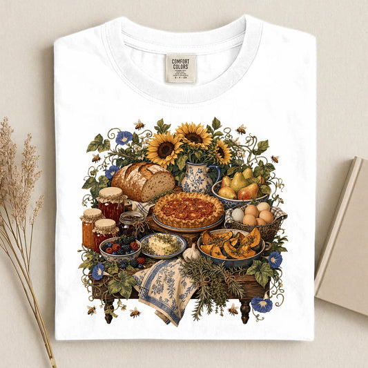 Harvest table spread illustration Comfort Colors 1717 tee shirt T Shirt